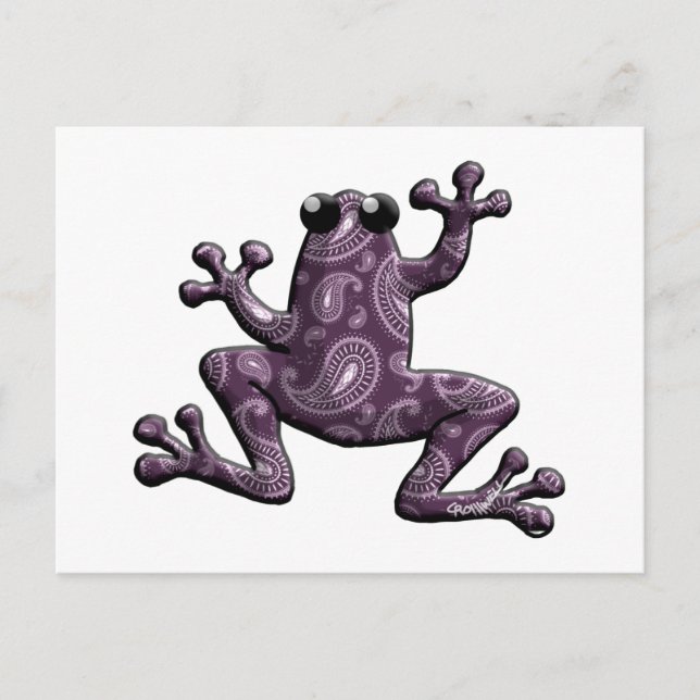 Cartão Postal Sapo de Paisley de Lavanda Roxo (Frente)
