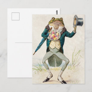 Cartão Postal Sapo Elegante Vitoriano em Traje de Manhã