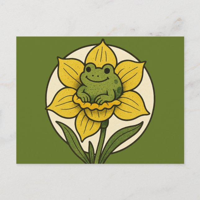 Cartão Postal Sapo em um sapinho de narciso                      (Frente)