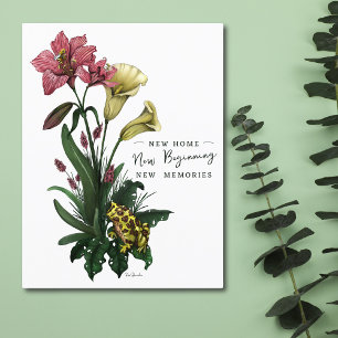 Cartão Postal Sapo Fofo e Lírios Botânico Floral Novo Endereço