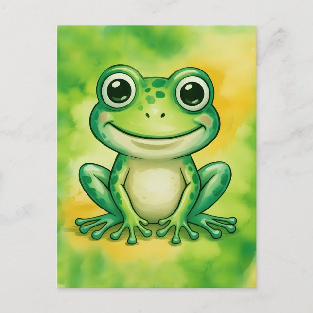 Cartão Postal Sapo fofo verde (Frente)