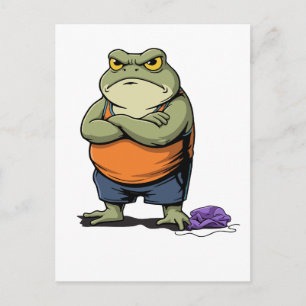 Cartão Postal Sapo Mal-Humorado Desenho Animado Divertido