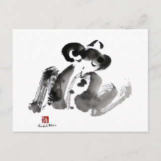 Cartão Postal Sapo, uma tradicional pintura de tinta Sumi-e