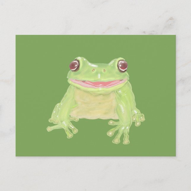 Cartão Postal Sapo verde-esverdeado - transparente. (Frente)