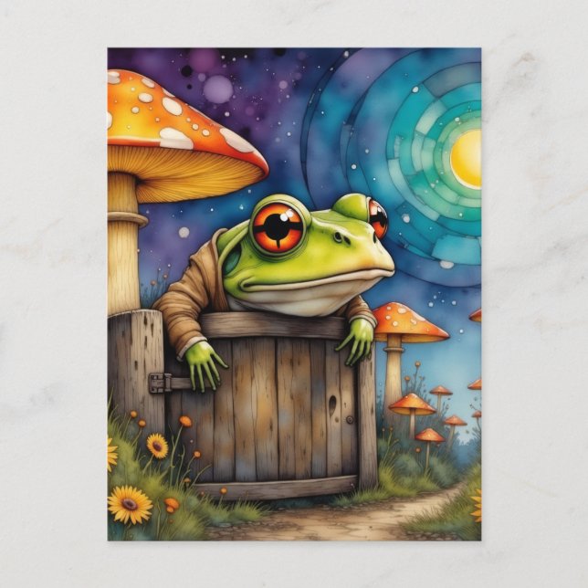 Cartão Postal Sapo Whimsical Storybook (Frente)