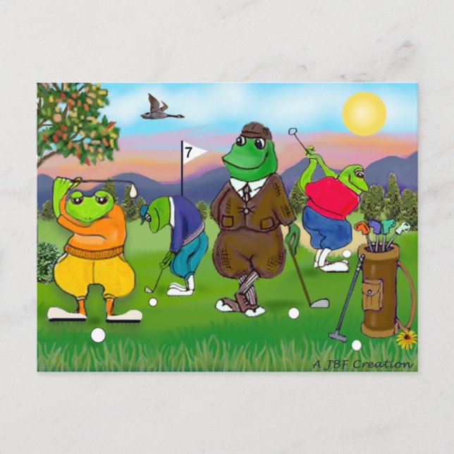 Cartão Postal Sapos de golfe - Torneio (Frente)