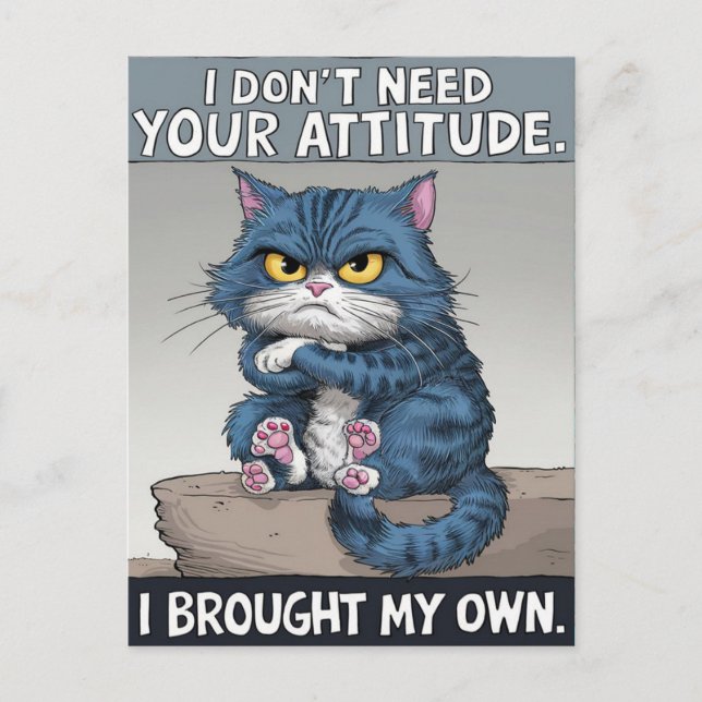 Cartão Postal Sapphire Feline Perfeitado em Wooden Perch (Frente)