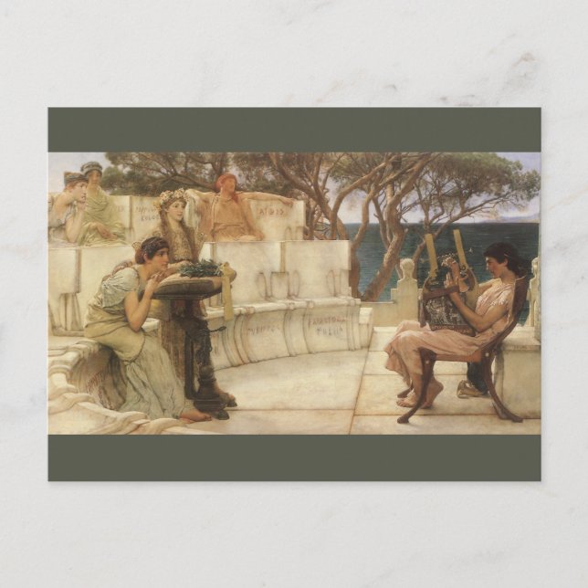 Cartão Postal Sappho e Alcaeus por Sir Lawrence Alma Tadema (Frente)