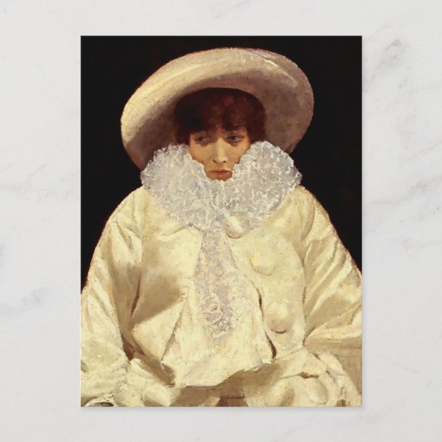 Cartão Postal “Sarah Bernhardt como Pierrot” de Giuseppe De Nitt (Frente)