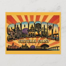 Cartão Postal Sarasota Flórida Costa Cultural Vintage 