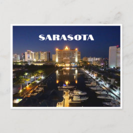 Cartão Postal Sarasota Flórida em Boats Noturnos na Marina