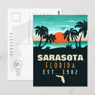 Cartão Postal Sarasota Florida Retro Tropical Sunset Souvenirs