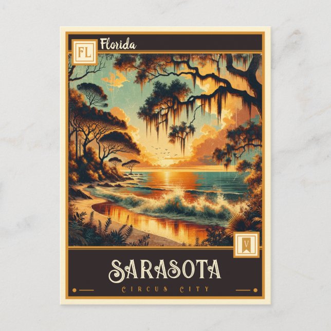 Cartão Postal Sarasota, Florida | Vintage (Frente)