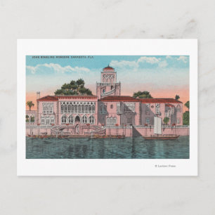 Cartão Postal Sarasota, Flórida - Vista de John Ringling