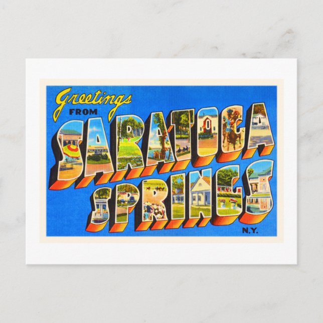 Cartão Postal Saratoga Primaveras Nova Iorque NY Antiga Viagem S (Frente)