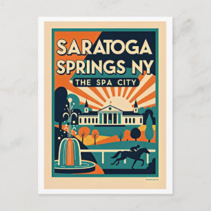 Cartão Postal Saratoga Springs NY Viagens Retrô