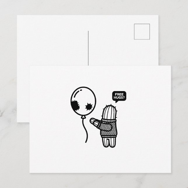 Cartão postal sarcástico de abraços grátis do cact (Frente/Verso)