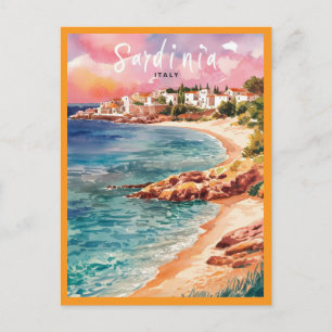Cartão Postal Sardenha Itália — Pintura de Aquarelas de Praia