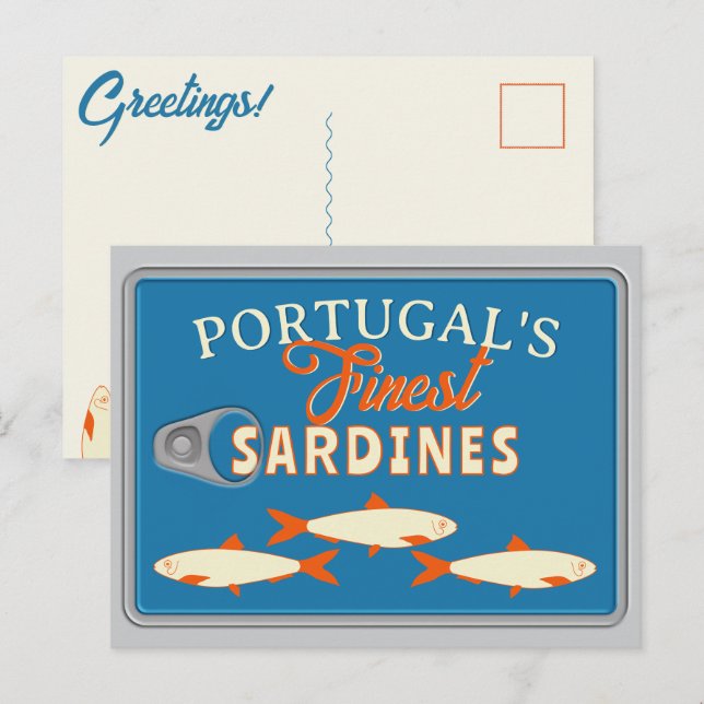 Cartão Postal Sardines Greetings Custom Portugal Tinned Fish (Frente/Verso)
