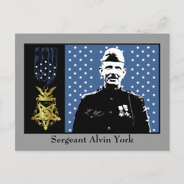 Cartão Postal Sargento Alvin York - Medalha de Vencedor (Frente)