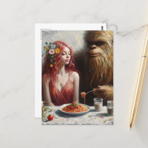 Cartão Postal Sashquatch e seu encontro na noite de espaguete