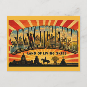 Cartão Postal Saskatchewan Canadá Terra dos Céus Vivos