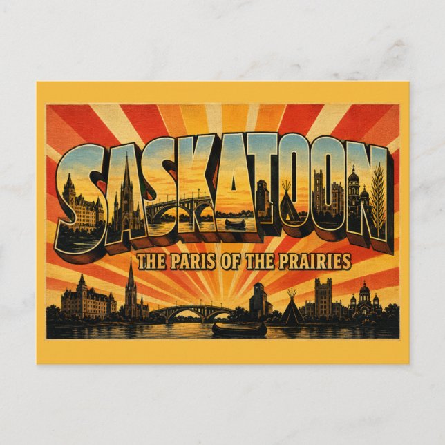 Cartão Postal Saskatoon Saskatchewan Paris das Pradarias (Frente)
