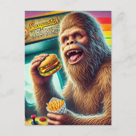 Cartão Postal Sasquatch Cheeseburger e Fries - Arcade Retroativa