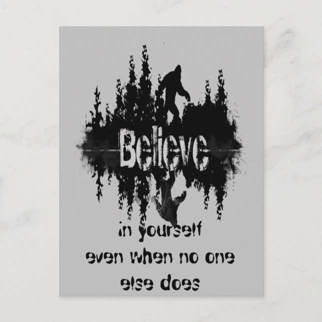 Cartão Postal Sasquatch de Legenda de Cotação Inspiracional, Pé  (Frente)