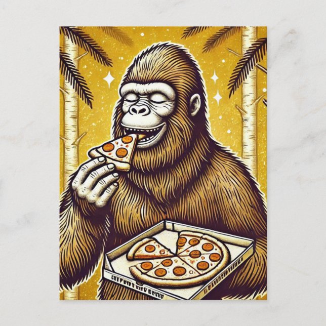 Cartão Postal Sasquatch e Pizza (Frente)