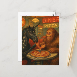 Cartão Postal Sasquatch e uma Pizza de Comida Appaloosa da Unicó