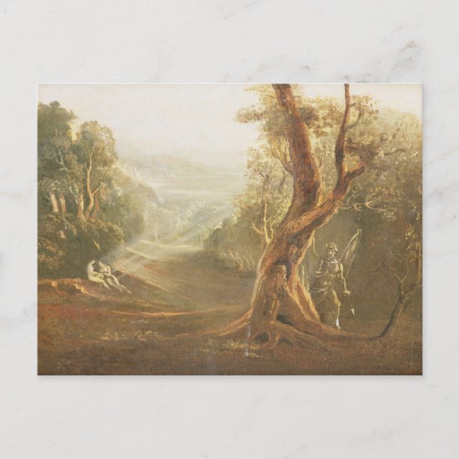 Cartão Postal Satã Contemplando Adão e Eva no Paraíso, de (Frente)