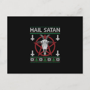 Cartão Postal Satã de granizo Cabeça Pentagram Funny Satanás Fei