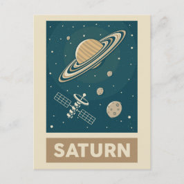 Cartão Postal Satélite Saturn Retro Galaxy