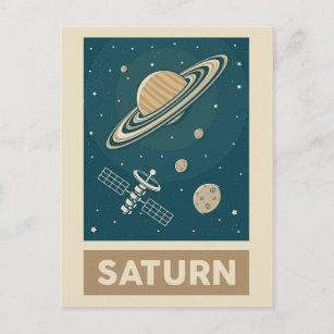 Cartão Postal Satélite Saturn Retro Galaxy