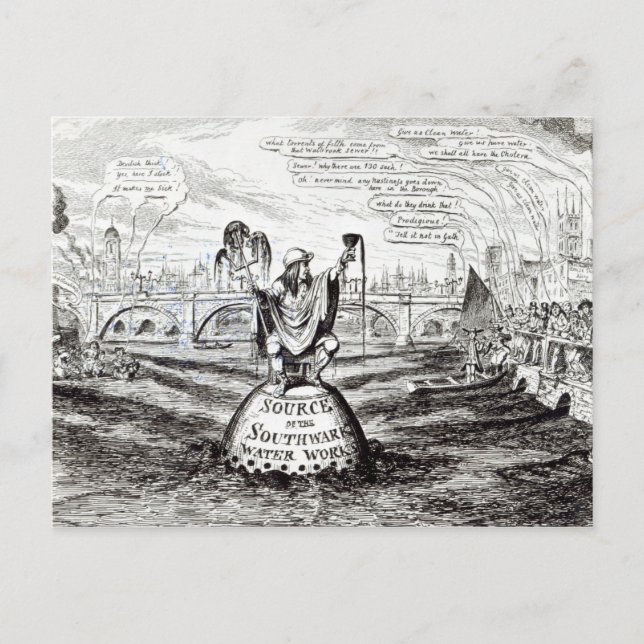 Cartão Postal Satirical Cartoon about the Water Company (Frente)