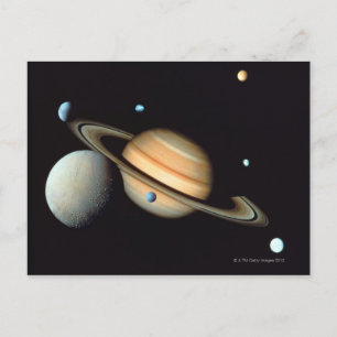 Cartão Postal Saturno e satélites