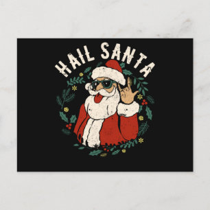 Cartão Postal Saudação ao Trenó do Papai Noel Rock Metal Natal
