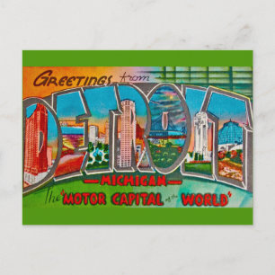 Cartão Postal Saudação ao Velho Detroit Michigan
