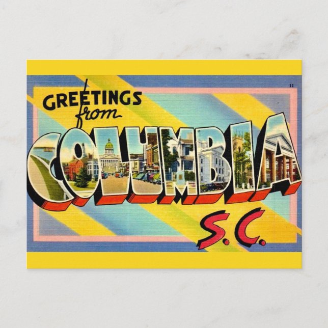 Cartão Postal Saudação Colorida de Columbia SC (Frente)