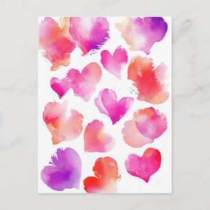 Cartão Postal Saudação Colorida neon Hearts Dia de os namorados