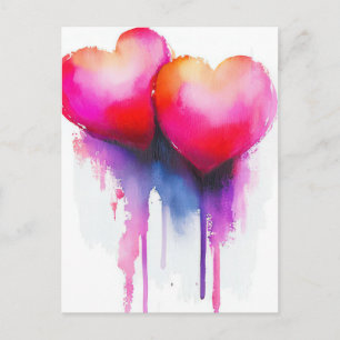 Cartão Postal Saudação Colorida neon Hearts Dia de os namorados