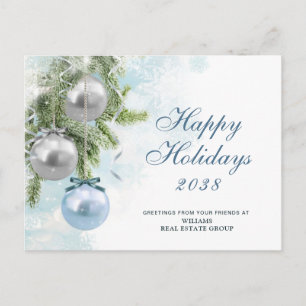 Cartão Postal Saudação Corporativa de Bola de Natal Silver Spark
