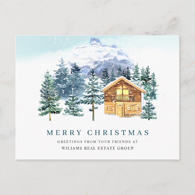 Cartão Postal Saudação Corporativa de Natal da Árvore Elegante (Frente)