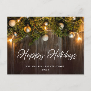 Cartão Postal Saudação corporativa de Natal Pine Cones