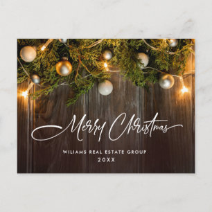 Cartão Postal Saudação corporativa de Natal Pine Cones