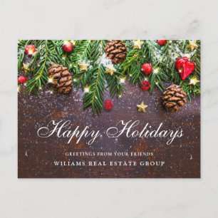 Cartão Postal Saudação corporativa de Natal Pine Cones