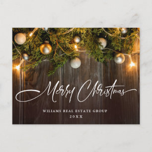 Cartão Postal Saudação corporativa de Natal Pine Cones