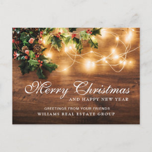 Cartão Postal Saudação corporativa de Natal Pine Cones