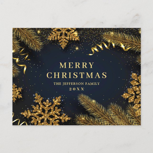 Cartão Postal Saudação corporativa de Natal Pine Cones (Frente)